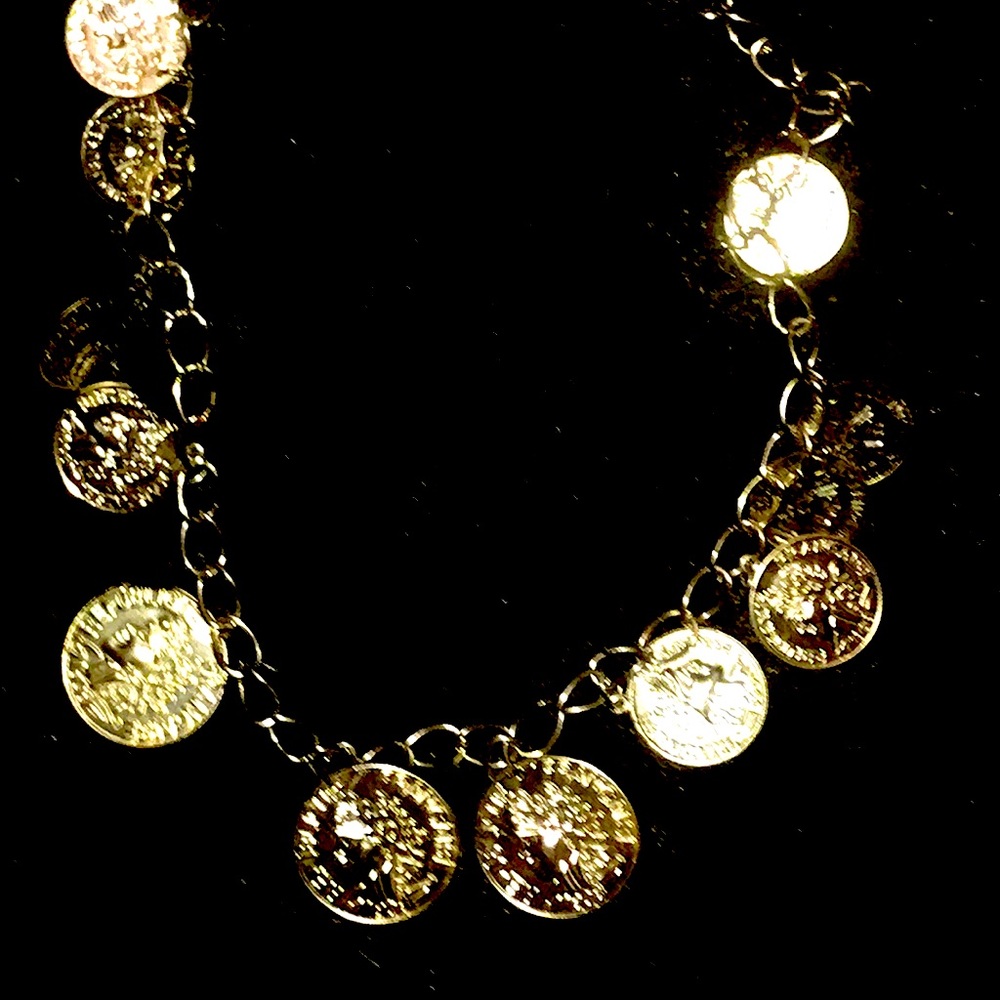 Gold bronze gold color necklace w chain link necklace